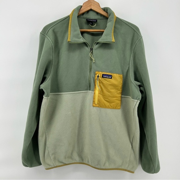 Patagonia Other - Patagonia Men's Green Microdini 1/2-Zip Pullover Fleece Colorblock Jacket Sz L